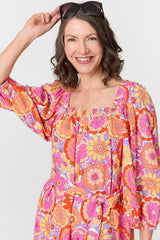 Vintage Floral Tie Waist Short Dress