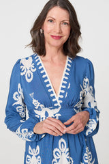 Ikat Print Empire Kimono Maxi Dress