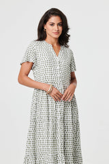 Printed Short Sleeve Relaxed Midi Dress