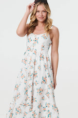 Floral A-Line Cami Strap Midi Dress