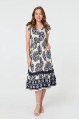 Floral Cap Sleeve Lace Midi Dress