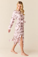 Della Cloud Jersey Banded Midi Robe in Tiger Lily