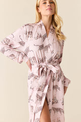 Della Cloud Jersey Banded Midi Robe in Tiger Lily