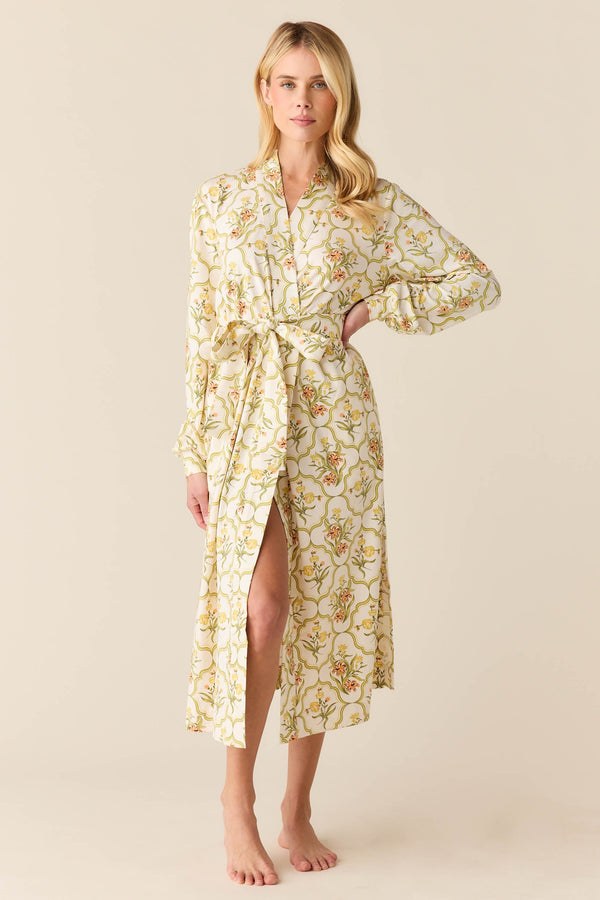 Della Cloud Jersey Banded Midi Robe in Fleur