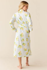 Della Cloud Jersey Banded Midi Robe in Lemon Spritz
