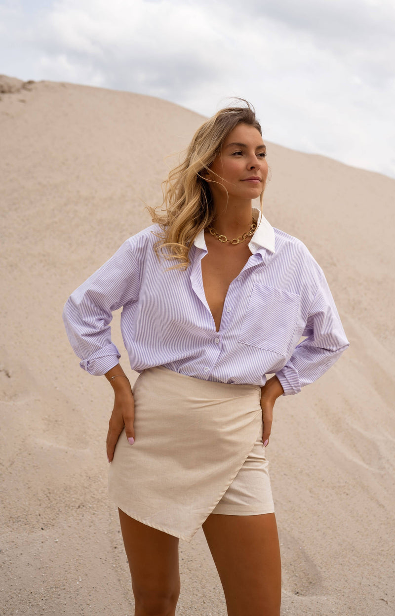 Beige Linen Matheo Skort