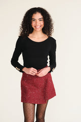 Burgundy Simon Tweed Skort