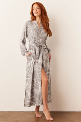 Skyler Cloud Jersey Banded Long Robe in Whisper