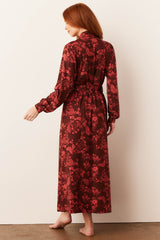 Skyler Cloud Jersey Banded Long Robe in Botanical