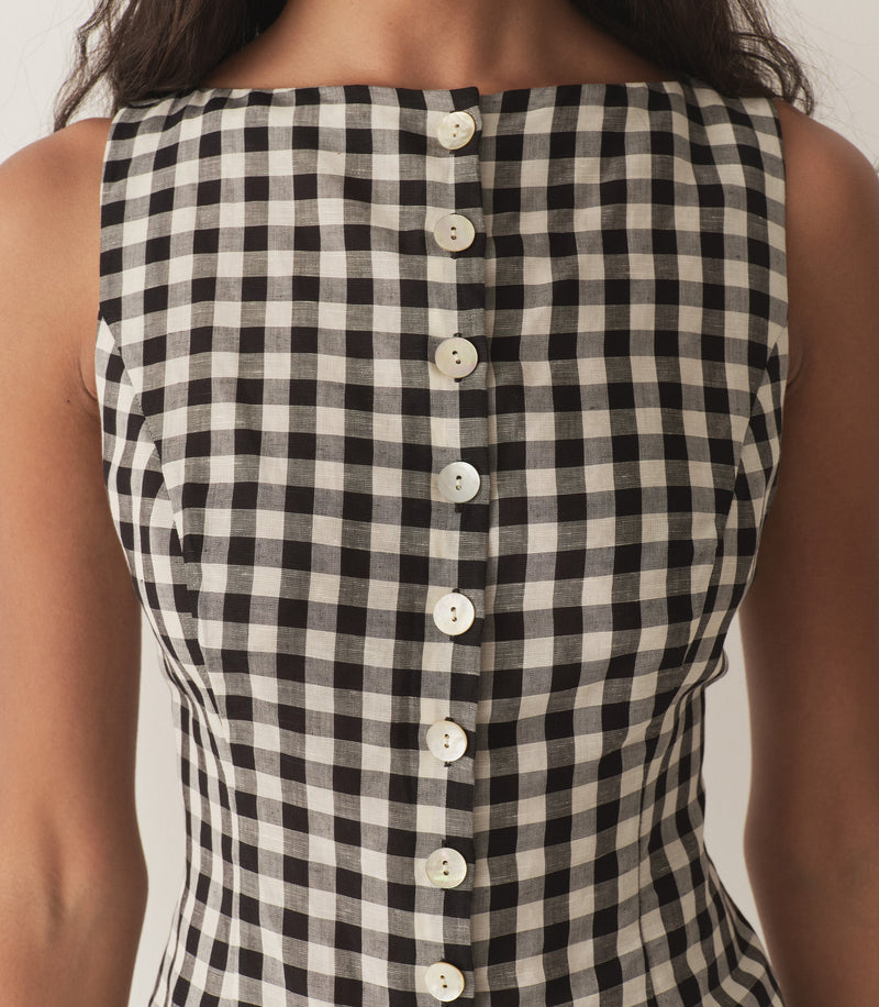 HAYDEN TOP -- BLACK MARILYN GINGHAM