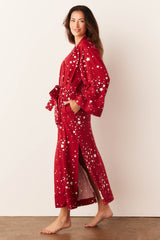 Kaia Cloud Jersey Kimono Robe in Red Stars