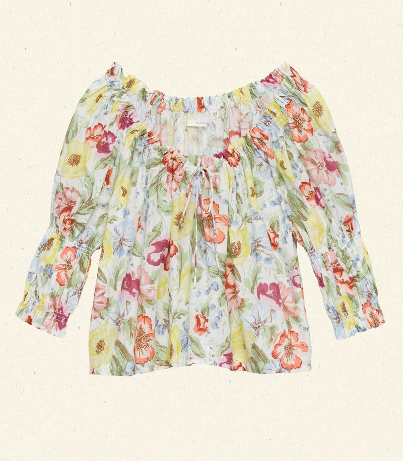 INEZ TOP -- BLANC ANEMONE BLOOM