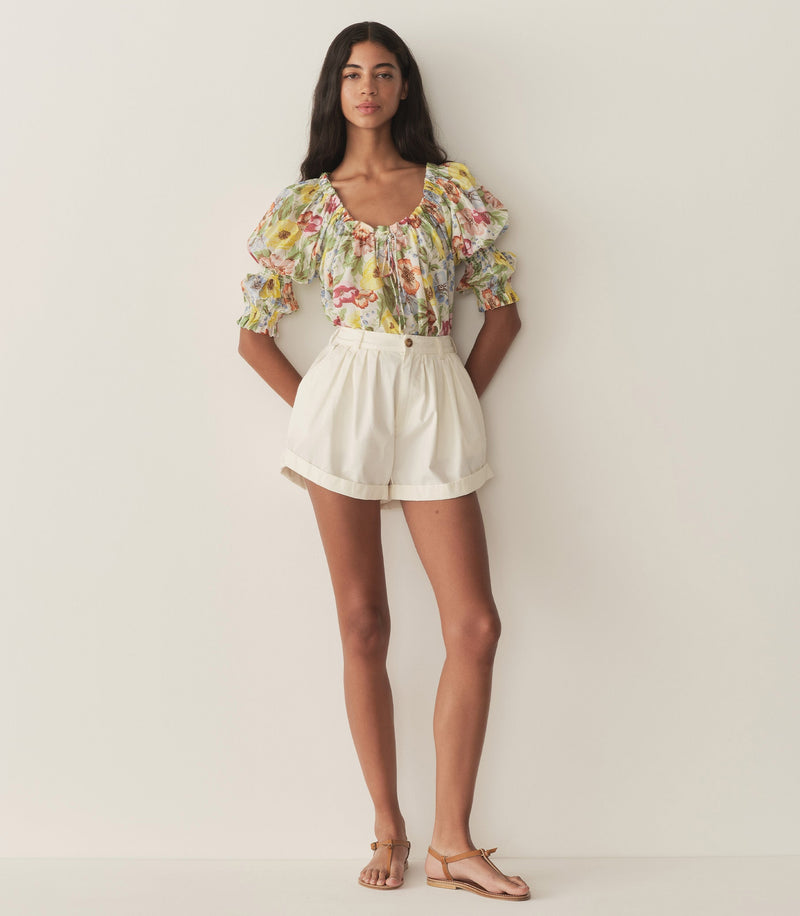 INEZ TOP -- BLANC ANEMONE BLOOM