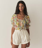 INEZ TOP -- BLANC ANEMONE BLOOM