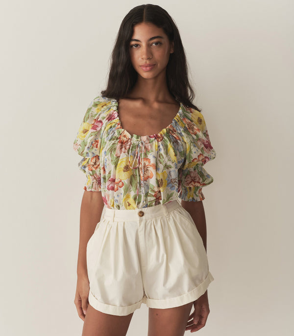 INEZ TOP -- BLANC ANEMONE BLOOM