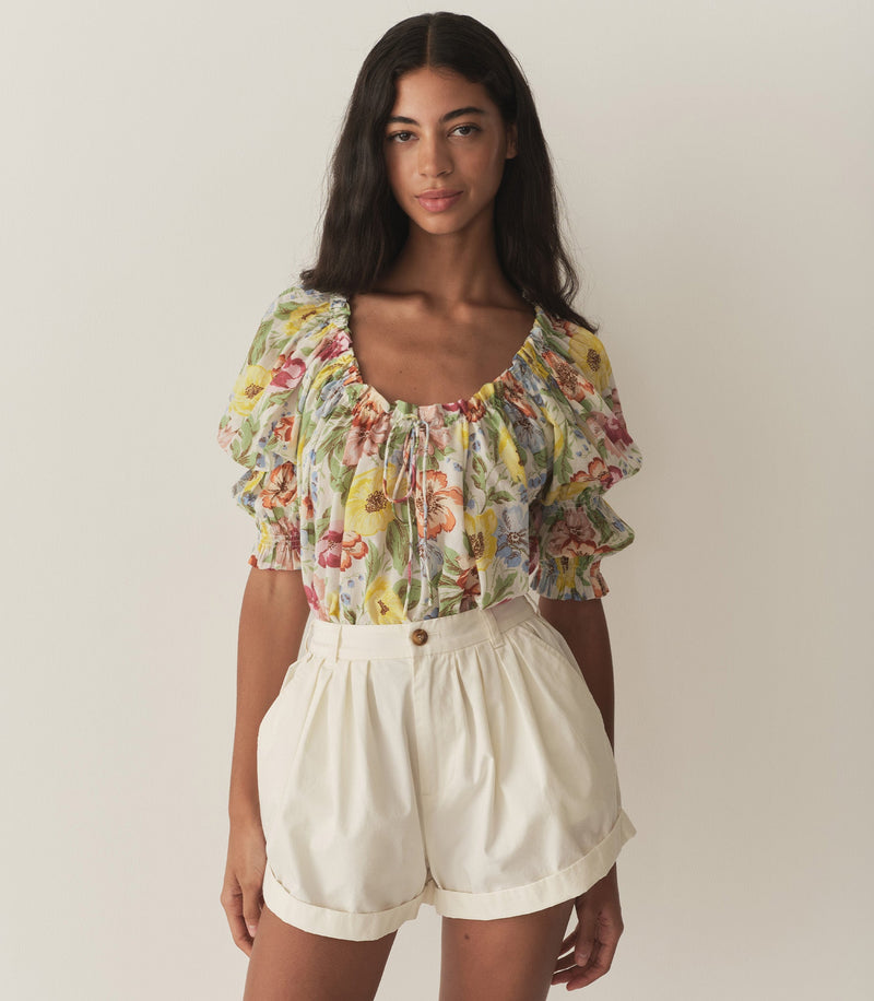 INEZ TOP -- BLANC ANEMONE BLOOM