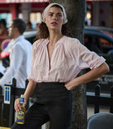 JULIENNE TOP -- SOFT ORCHID SWISS DOT