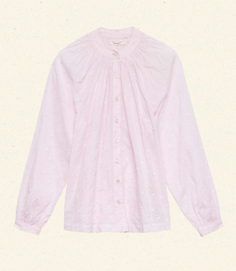 JULIENNE TOP -- SOFT ORCHID SWISS DOT