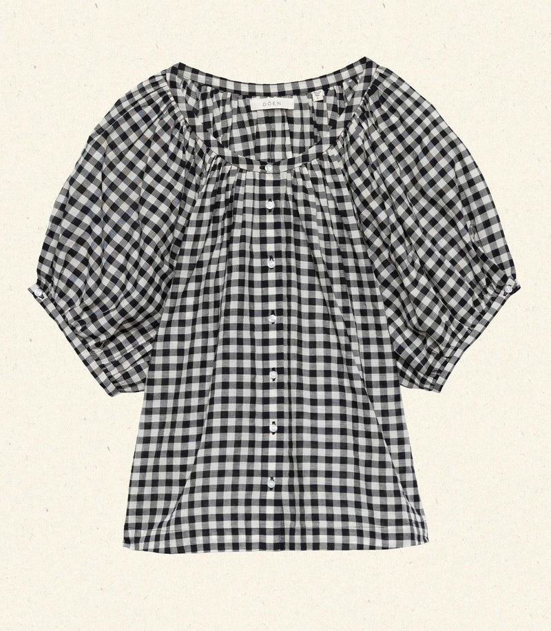 JUNE TOP -- NOIR GRETA GINGHAM