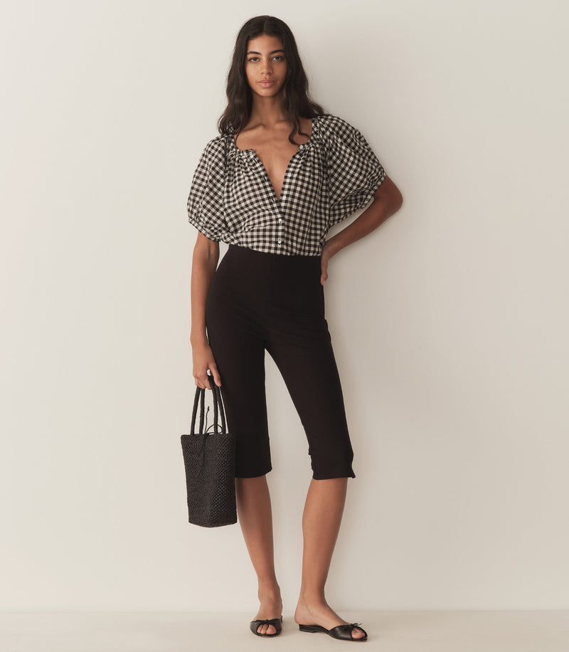 JUNE TOP -- NOIR GRETA GINGHAM