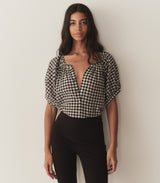 JUNE TOP -- NOIR GRETA GINGHAM