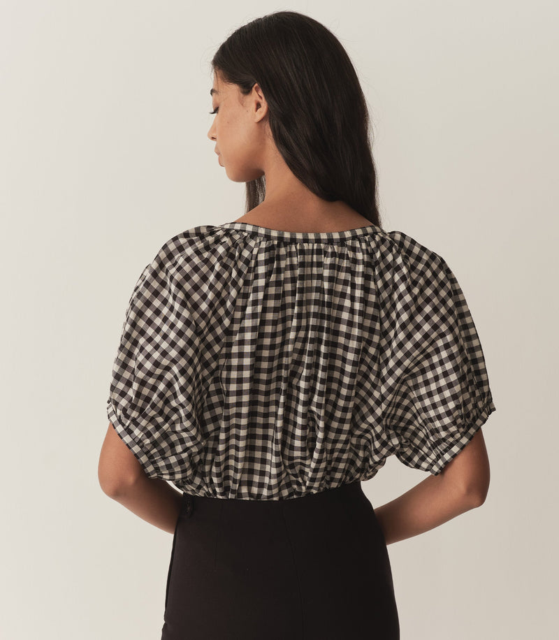 JUNE TOP -- NOIR GRETA GINGHAM