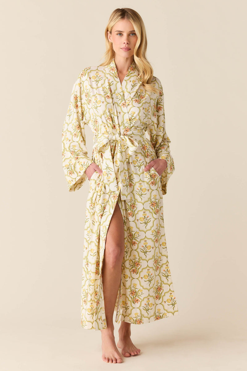 Kaia Cloud Jersey Kimono Robe in Fleur