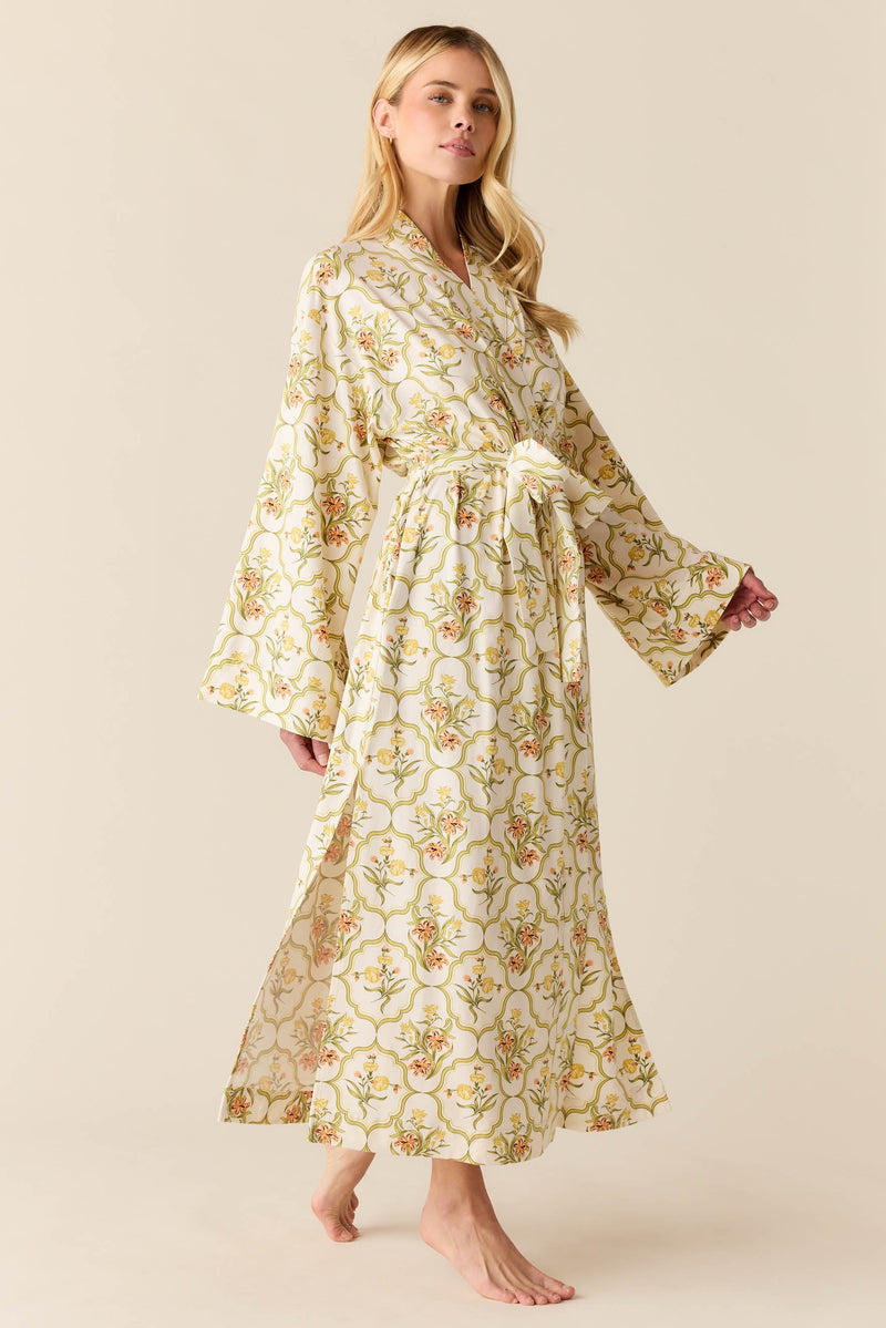 Kaia Cloud Jersey Kimono Robe in Fleur