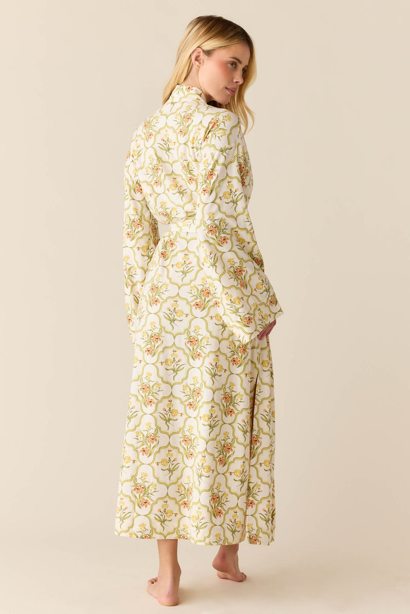 Kaia Cloud Jersey Kimono Robe in Fleur