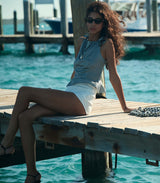 LIRIEL TOP -- NAVY VALENCIA GINGHAM