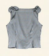 LIRIEL TOP -- NAVY VALENCIA GINGHAM