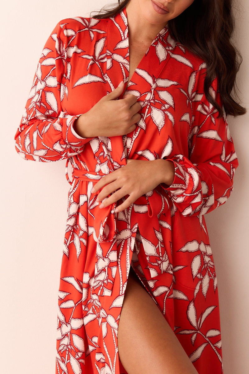 Skyler Cloud Jersey Banded Long Robe in Zen