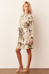 Quinn Cloud Jersey Banded Short Robe in Fern