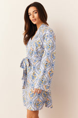 Meadow Cloud Jersey Classic Short Robe in Villeroy