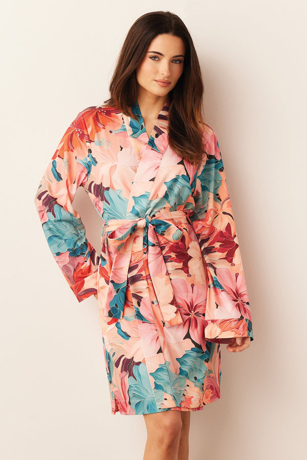 Meadow Cloud Jersey Classic Short Robe in Rio