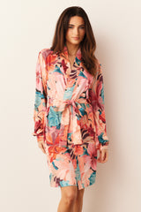 Quinn Cloud Jersey Banded Short Robe in Rio
