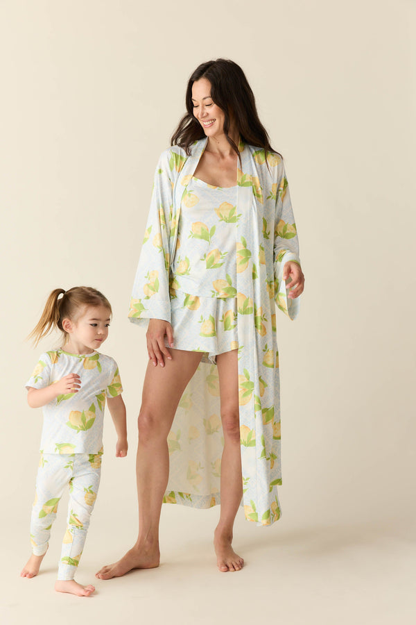 Kaia Cloud Jersey Kimono Robe in Lemon Spritz