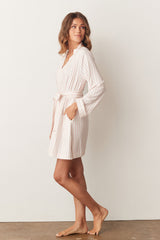 Meadow Cloud Jersey Classic Short Robe in Sweet Stripe