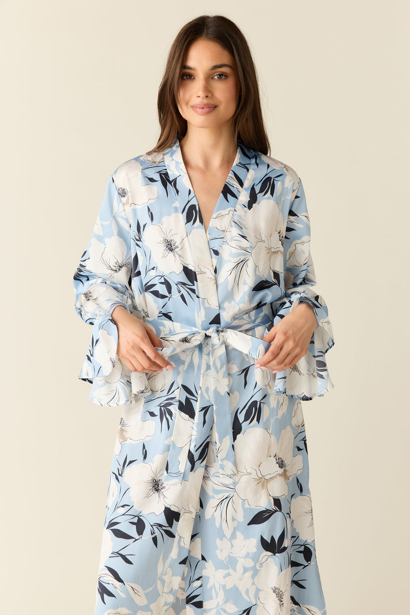 Juliette Luxe Satin Cuff Robe in Gardenia