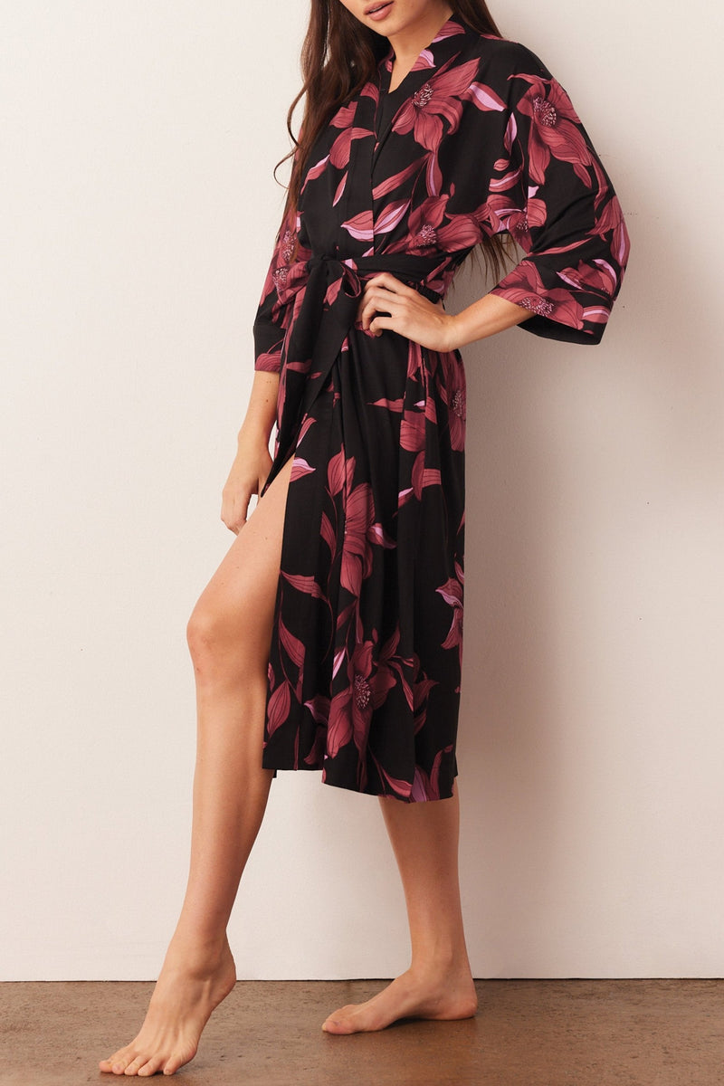 Vera Cloud Jersey Midi Robe in Flora