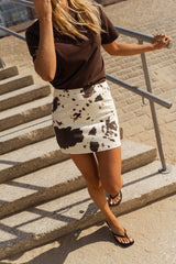 Ecru and Brown Cow Skirt